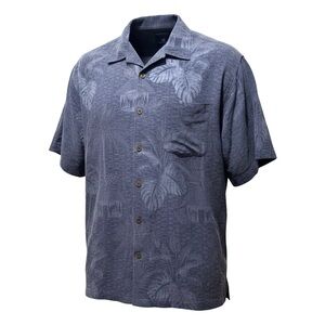 Caribbean Joe Washable Silk Tropical Button-Up Shirt XXL Blue